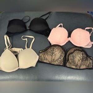 Victoria's Secret and PINK Women's Lace and Solid Bra Set - Black, Pink, Cream